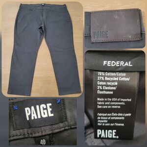 Paige Federal Pants Mens Size 40x28 Gray Stretch Straight Leg Casual Pant